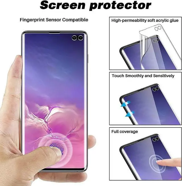 Alt view image 6 of 7 - TOCOL 2+2 Pack Fit for Samsung Galaxy S10 Plus - 2 Pack TPU Screen Protector and 2 Pack Camera Lens Protector, Alignment Frame, Easy Installation, Bubble Free, Support Ultrasonic Fingerprint
