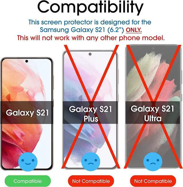 Alt view image 2 of 5 - amFilm Screen Protector for Samsung Galaxy S21 5G 6.2 inch (2021), Fingerprint ID Compatible, HD Clear, Scratch Resistant Hybrid, with Easy Installation Tray, Polyethylene Terephthalate, 2 Pack