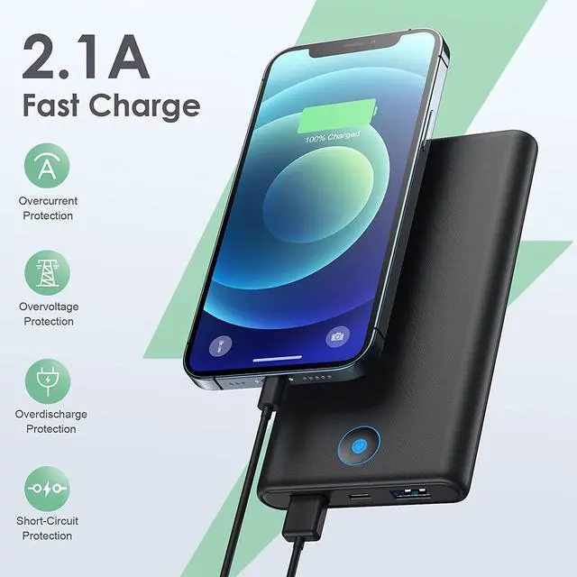 Alt view image 3 of 7 - Portable Charger 2-Pack 20000mAh Power Bank Ultra Slim Fast Charging External Battery Pack with Dual USB Outputs Compatible with iPhone 16/16 Pro/15 /14/13/12/X  S24/S23 Android Phone etc