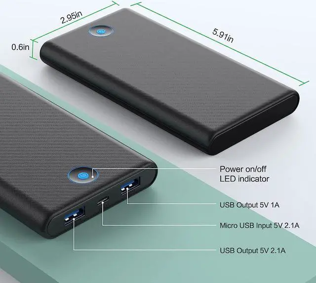 Alt view image 6 of 7 - Portable Charger 2-Pack 20000mAh Power Bank Ultra Slim Fast Charging External Battery Pack with Dual USB Outputs Compatible with iPhone 16/16 Pro/15 /14/13/12/X  S24/S23 Android Phone etc