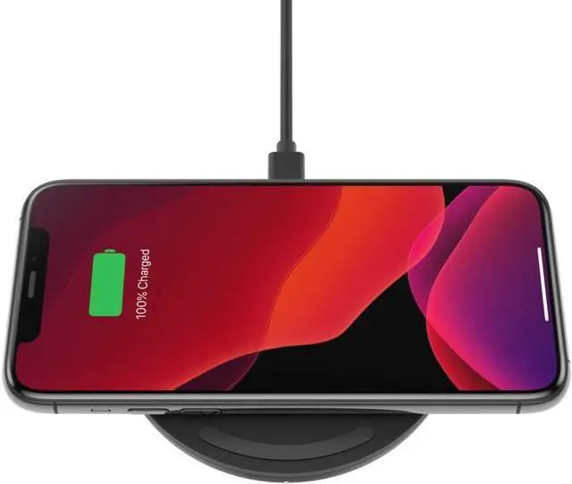 Alt view image 4 of 6 - Quick Charge Wireless Charging Pad - 10W Qi-Certified Charger Pad for  iPhone  Galaxy Pixel  & More Charge While Listening to Music Streaming Videos - Black (No PSU)
