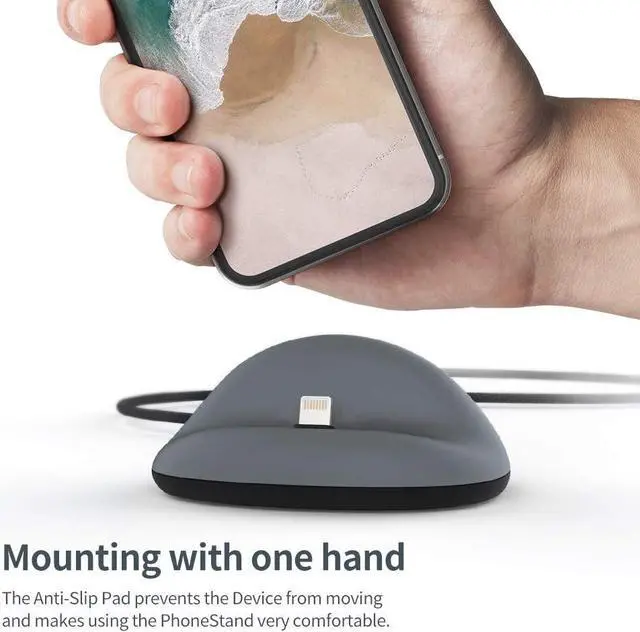 Alt view image 3 of 7 - Sinjimoru iPhone Dock Including Cable for iPhone. Convenient and Sturdy Silicone Docking Station in Modern Design for Office and Home. Sync Stand Flat for iPhones Black