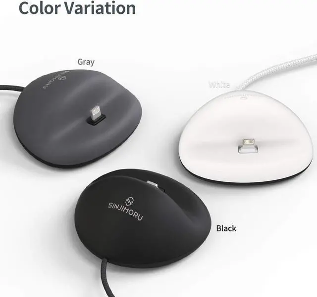 Alt view image 6 of 7 - Sinjimoru iPhone Dock Including Cable for iPhone. Convenient and Sturdy Silicone Docking Station in Modern Design for Office and Home. Sync Stand Flat for iPhones Black