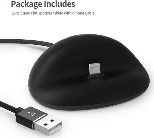 Alt view image 7 of 7 - Sinjimoru iPhone Dock Including Cable for iPhone. Convenient and Sturdy Silicone Docking Station in Modern Design for Office and Home. Sync Stand Flat for iPhones Black