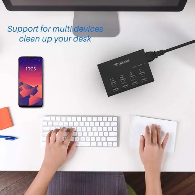 Alt view image 5 of 6 - USB Charger, HITRENDS 8 Ports Charging Station 60W/12A Multi Port USB Charger Hub for Multiple Devices (5ft Cord, Black)