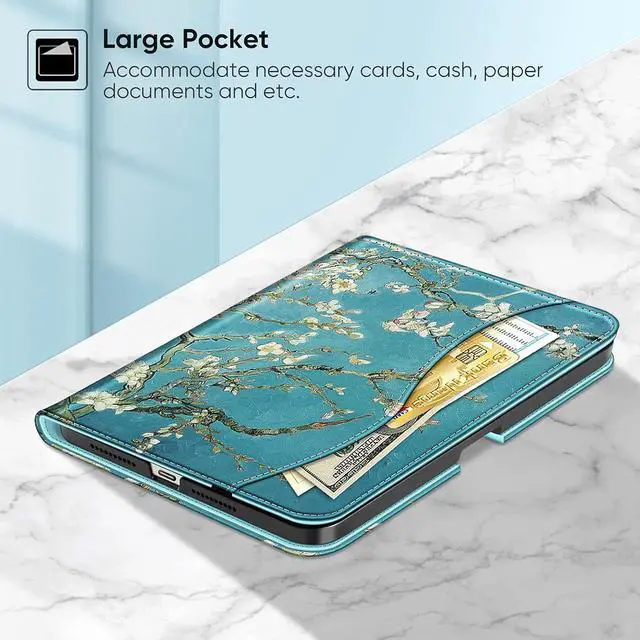 Alt view image 6 of 7 - Fintie Folio Case for iPad Mini 7 (A17 Pro, 7th Generation) 2024 / iPad Mini 6 (6th Gen) 8.3 Inch, Multi-Angle Smart Stand Cover with Pencil Holder & Pocket, Auto Sleep/Wake, Blossom