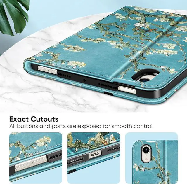 Alt view image 7 of 7 - Fintie Folio Case for iPad Mini 7 (A17 Pro, 7th Generation) 2024 / iPad Mini 6 (6th Gen) 8.3 Inch, Multi-Angle Smart Stand Cover with Pencil Holder & Pocket, Auto Sleep/Wake, Blossom