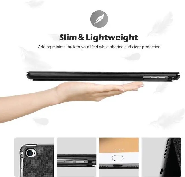 Alt view image 6 of 7 - ProCase Smart Cover for iPad 9.7 (2018 & 2017, Old Model) / iPad Air 2 / iPad Air Case, Slim Stand Protective Folio Case for iPad 9.7 Inch 5th/6th Generation, Also Fit iPad Air 2 / iPad Air -Black