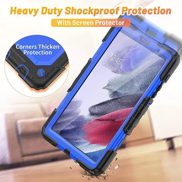 Alt view image 7 of 7 - Galaxy Tab A7 Lite Case 2021 8.7 inch with Screen Protector, 360 Swivel Stand/Hand Strap, Pen Holder, Shoulder Strap Shockproof Silicone Case for Galaxy Tab A7 Lite(SM-T220/T225/T227), Blue