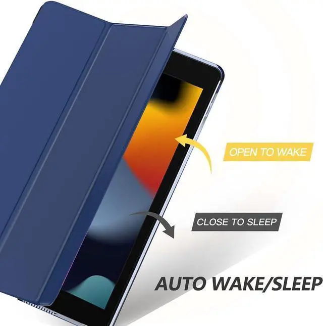 Alt view image 5 of 7 - Case for iPad 10.2 iPad 9th Generation 2021/ iPad 8th Generation 2020/ iPad 7th Generation 2019 Slim Stand Hard Back Shell Smart Cover Case for iPad 10.2 inch Auto Wake/Sleep Navy Blue