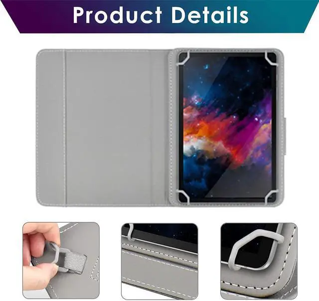 Alt view image 4 of 7 - Universal 11 inch Tablet Case 11 inch Tablet Cover Travel Portable Protective Folio PU Leather Stand Shell Casewith 4 Fixed Rings for All Kinds of 10-11 inch Android/iOS/Windows Tablet