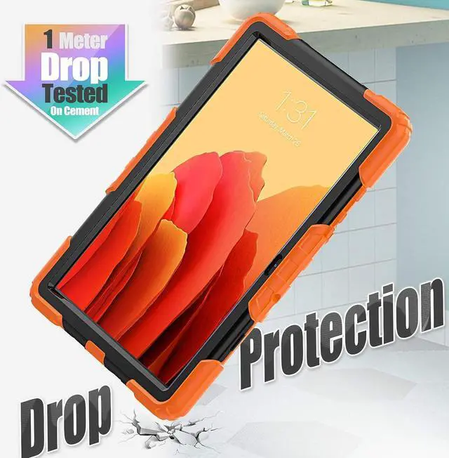Alt view image 3 of 7 - Case for Samsung Galaxy Tab A7 (10.4 Inch) 2020/2022, SM-T500/ T503 Case, Durable Sturdy Case with Screen Protector Swivel Stand Hand Shoulder Strap Drop-Proof Galaxy Tablet A7 Case - Orange
