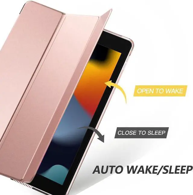 Alt view image 5 of 7 - Moko Case for iPad 10.2 iPad 9th Generation 2021/ iPad 8th Generation 2020/ iPad 7th Generation 2019 Slim Stand Hard Back Shell Smart Cover Case for iPad 10.2 inch Auto Wake/Sleep Rose Gold