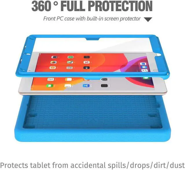 Alt view image 3 of 7 - Kids Case for iPad 9th/8th/7th Generation (iPad 10.2 Inch 2021/2020/2019) with Built-in Screen Protector Durable Shockproof Handle Stand iPad 9th 8th 7th Generation Case for Kids Blue