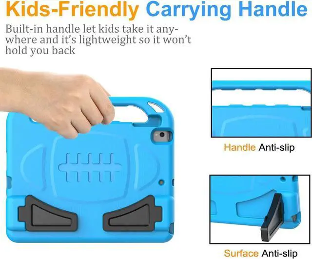 Alt view image 4 of 7 - Kids Case for iPad 9th/8th/7th Generation (iPad 10.2 Inch 2021/2020/2019) with Built-in Screen Protector Durable Shockproof Handle Stand iPad 9th 8th 7th Generation Case for Kids Blue