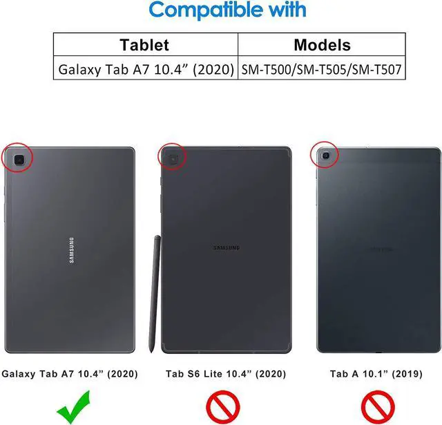 Alt view image 2 of 7 - Case for  Galaxy Tab A7 10.4-Inch 2020 (SM-T500/T505/T507) NOT for Galaxy Tab A7 Lite 8.7-Inch 2021 (Black)