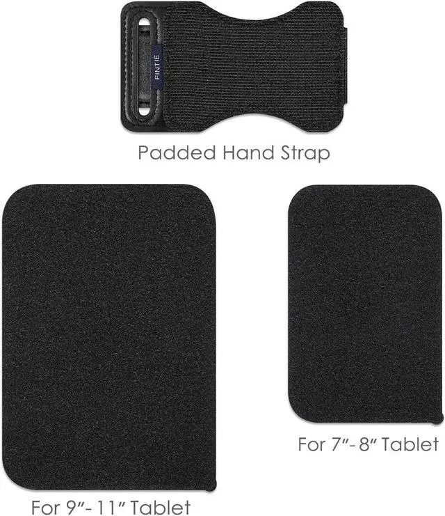 Alt view image 2 of 7 - Universal Tablet Hand Strap Holder - [Dual Stand Supports] Detachable Padded Hook & Loop Fastening Handle Grip with Adhesive Patch for iPad/Galaxy Tab and All 7-11 Tablets Black