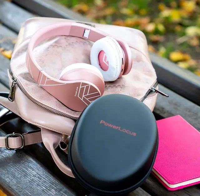 Alt view image 2 of 7 - PowerLocus Wireless Bluetooth Over-Ear Stereo Foldable Headphones, Wired Headsets Rechargeable with Built-in Microphone for iPhone, Samsung, LG, iPad (Rose Gold PL Collection)