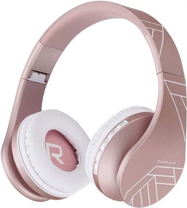 Alt view image 4 of 7 - PowerLocus Wireless Bluetooth Over-Ear Stereo Foldable Headphones, Wired Headsets Rechargeable with Built-in Microphone for iPhone, Samsung, LG, iPad (Rose Gold PL Collection)