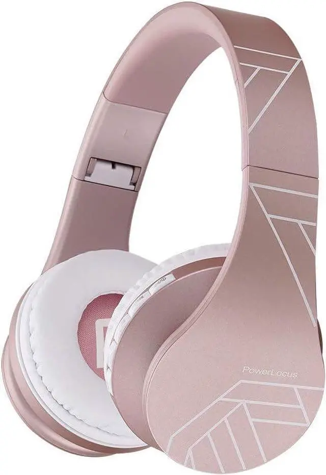 Main image of PowerLocus Wireless Bluetooth Over-Ear Stereo Foldable Headphones, Wired Headsets Rechargeable with Built-in Microphone for iPhone, Samsung, LG, iPad (Rose Gold PL Collection)