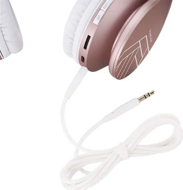 Alt view image 3 of 7 - PowerLocus Wireless Bluetooth Over-Ear Stereo Foldable Headphones, Wired Headsets Rechargeable with Built-in Microphone for iPhone, Samsung, LG, iPad (Rose Gold PL Collection)