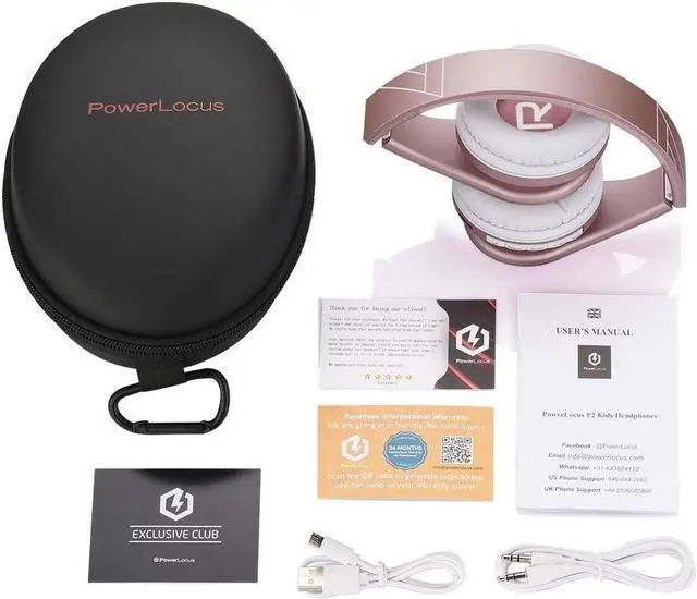 Alt view image 6 of 7 - PowerLocus Wireless Bluetooth Over-Ear Stereo Foldable Headphones, Wired Headsets Rechargeable with Built-in Microphone for iPhone, Samsung, LG, iPad (Rose Gold PL Collection)