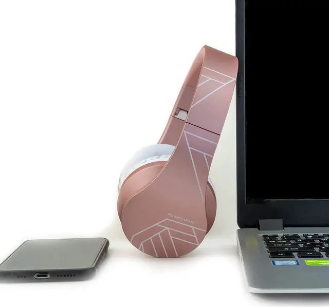 Alt view image 7 of 7 - PowerLocus Wireless Bluetooth Over-Ear Stereo Foldable Headphones, Wired Headsets Rechargeable with Built-in Microphone for iPhone, Samsung, LG, iPad (Rose Gold PL Collection)