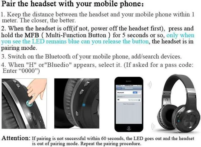 Alt view image 5 of 7 - Bluedio HT Turbine Wireless Bluetooth 4.1 Stereo Headphones, Black