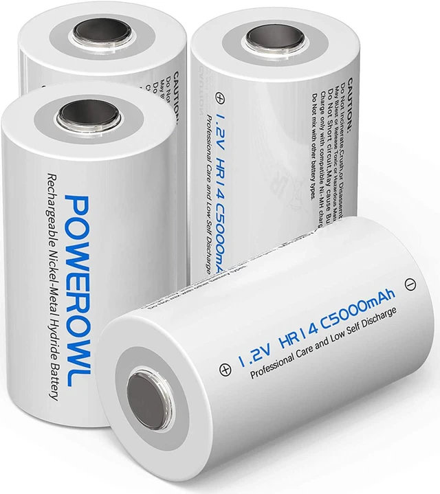 Main image of POWEROWL Rechargeable C Batteries Nickle Metal Hydride 5000mah Low Self Discharge NiMH C-Cell Battery (4 Pack)