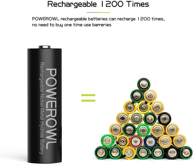 Alt view image 2 of 7 - POWEROWL AA AAA Rechargeable Batteries, Pre-Charged High Capacity 2800mAh & 1000mAh 1.2V NiMH Battery Low Self Discharge, Pack of 16