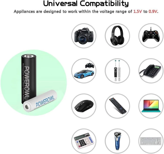 Alt view image 3 of 7 - POWEROWL AA AAA Rechargeable Batteries, Pre-Charged High Capacity 2800mAh & 1000mAh 1.2V NiMH Battery Low Self Discharge, Pack of 16
