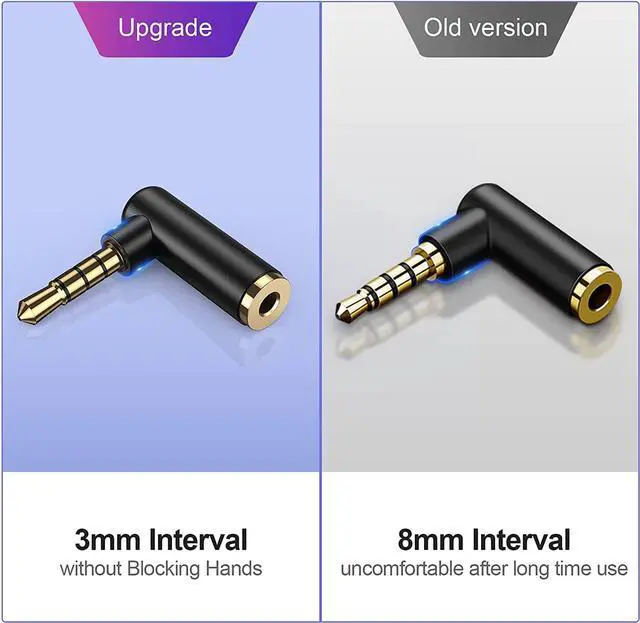 Alt view image 7 of 7 - Angle 3.5mm Audio Adapter,CableCreation 1/8 TRRS Stereo Headphone Connector Male to Female Compatible with Headset, Tablets, MP3 Players,Game Controller,Speakers,Black