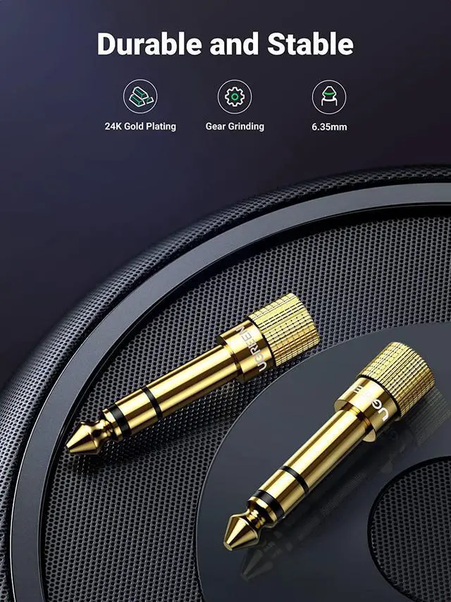Alt view image 5 of 7 - UGREEN 2 Pack 6.35mm to 3.5mm Audio Jack Adapter 6.35 mm (1/4 Inch) Male to 3.5 mm (1/8 Inch) Female Stereo Audio Adapter for Speaker, Headphone, Guitar, Digital Piano