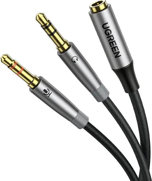 Main image of UGREEN Headphone Splitter Adapter 3.5mm 2 Male to Female Smartphone Headset Cable Mic and Speaker Combo to PC Audio Splitter Compatible with Separate Mic and Audio Ports Computer Laptop