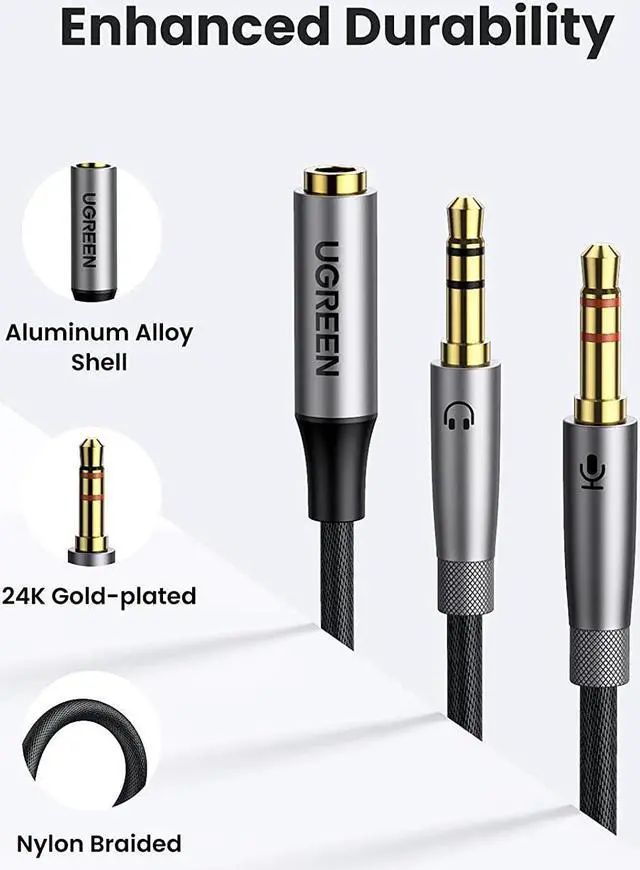 Alt view image 6 of 7 - UGREEN Headphone Splitter Adapter 3.5mm 2 Male to Female Smartphone Headset Cable Mic and Speaker Combo to PC Audio Splitter Compatible with Separate Mic and Audio Ports Computer Laptop