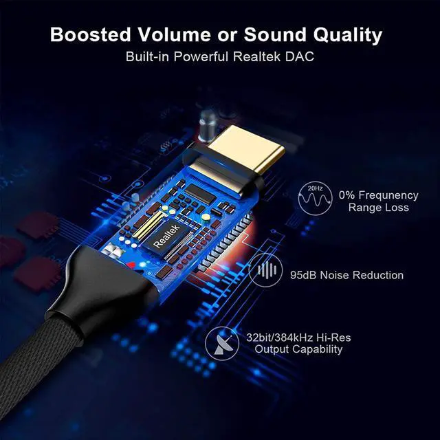 Alt view image 2 of 7 - USB C to 3.5mm Headphone Adapter, CableCreation Type-C to Audio Jack Converter with DAC Chip (384 kHz), Compatible with Galaxy S21 S20+ Ultra, S10 S9 Plus, Pixel 4 3 2 XL, iPad Pro 2020, Black