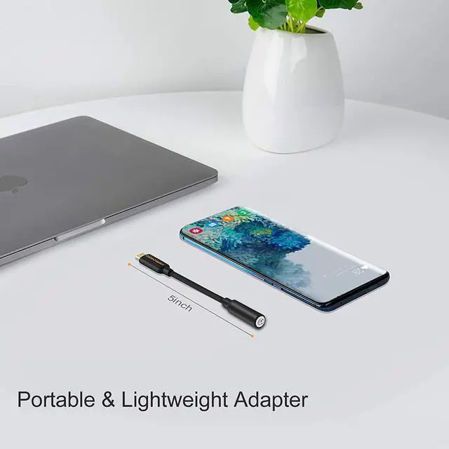 Alt view image 7 of 7 - USB C to 3.5mm Headphone Adapter, CableCreation Type-C to Audio Jack Converter with DAC Chip (384 kHz), Compatible with Galaxy S21 S20+ Ultra, S10 S9 Plus, Pixel 4 3 2 XL, iPad Pro 2020, Black