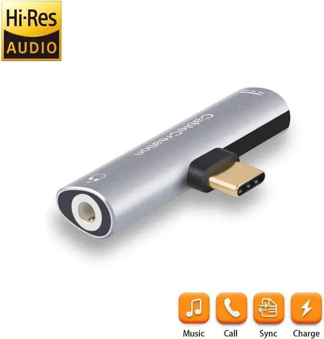 Alt view image 2 of 7 - USB?C?to?3.5mm?Headphone?Audio?Adapter,?CableCreation?2-in-1?USB?C?Type-C?to?Hi-Res?3.5mm?Audio?with?PD?Charging?Adapter,?Fast?Charge?Compatible?with?Google?Pixel?2/3,?Samsung?Note10/9,Galaxy?S20/S20+