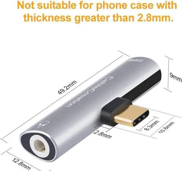 Alt view image 6 of 7 - USB?C?to?3.5mm?Headphone?Audio?Adapter,?CableCreation?2-in-1?USB?C?Type-C?to?Hi-Res?3.5mm?Audio?with?PD?Charging?Adapter,?Fast?Charge?Compatible?with?Google?Pixel?2/3,?Samsung?Note10/9,Galaxy?S20/S20+