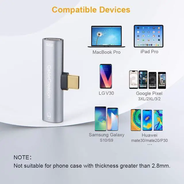 Alt view image 7 of 7 - USB?C?to?3.5mm?Headphone?Audio?Adapter,?CableCreation?2-in-1?USB?C?Type-C?to?Hi-Res?3.5mm?Audio?with?PD?Charging?Adapter,?Fast?Charge?Compatible?with?Google?Pixel?2/3,?Samsung?Note10/9,Galaxy?S20/S20+