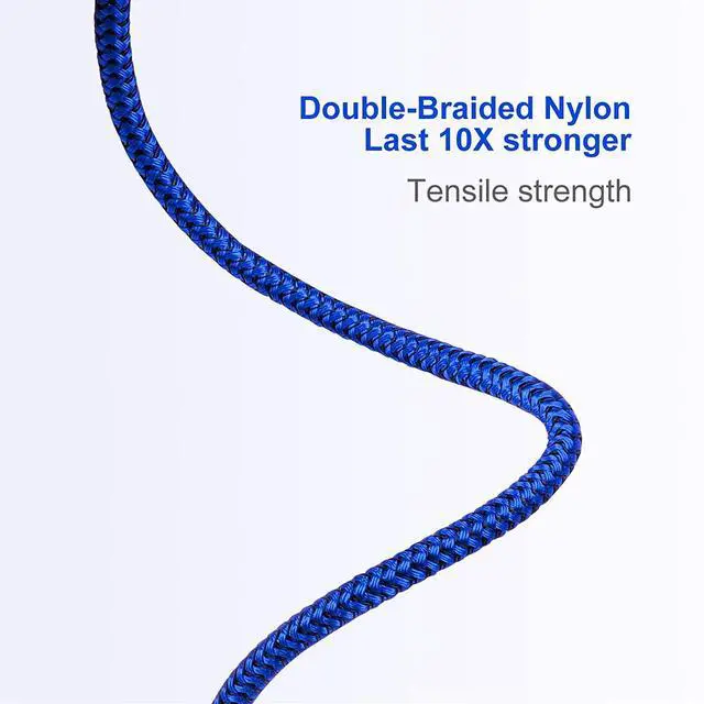 Alt view image 4 of 7 - Lightning Cable 10 ft 3Pack Blue Long iPhone Charger Cord 10 Foot Nylon Braided Power Charging Cord Compatible with iPhone 13/12/11/X/XS/XR/XS Max/8/7/6/5S/SE/iPad Pro/Mini/Air