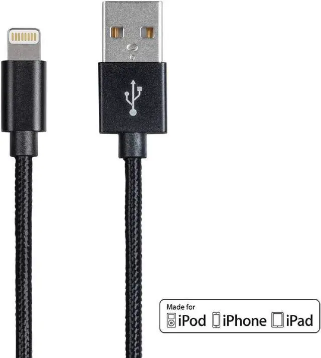 Alt view image 7 of 13 - Monoprice Palette Series MFi Certified Lightning to USB Charge & Sync Cable, 3ft Black