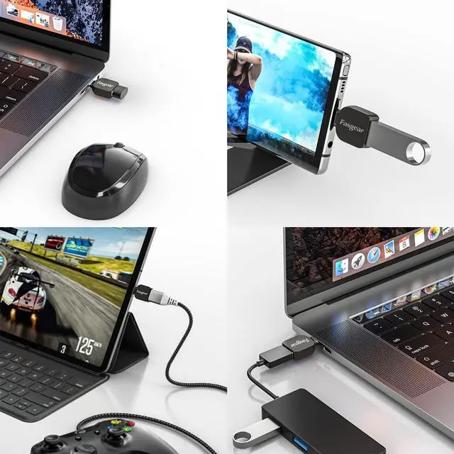 Alt view image 6 of 6 - USB C to USB Adapter 2 Pack 3.1 USB-C Male to USB Female OTG Adapter Type A to C Converter Compatible with MacBook Pro iMac iPad mini/Air 2022 Type C or Thunderbolt 4/3 Devices (Black)