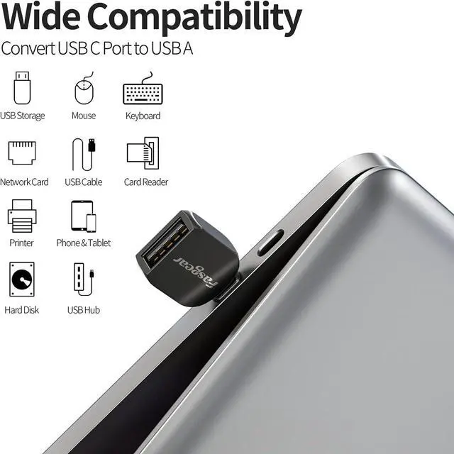 Alt view image 5 of 6 - USB C to USB Adapter 2 Pack 3.1 USB-C Male to USB Female OTG Adapter Type A to C Converter Compatible with MacBook Pro iMac iPad mini/Air 2022 Type C or Thunderbolt 4/3 Devices (Black)