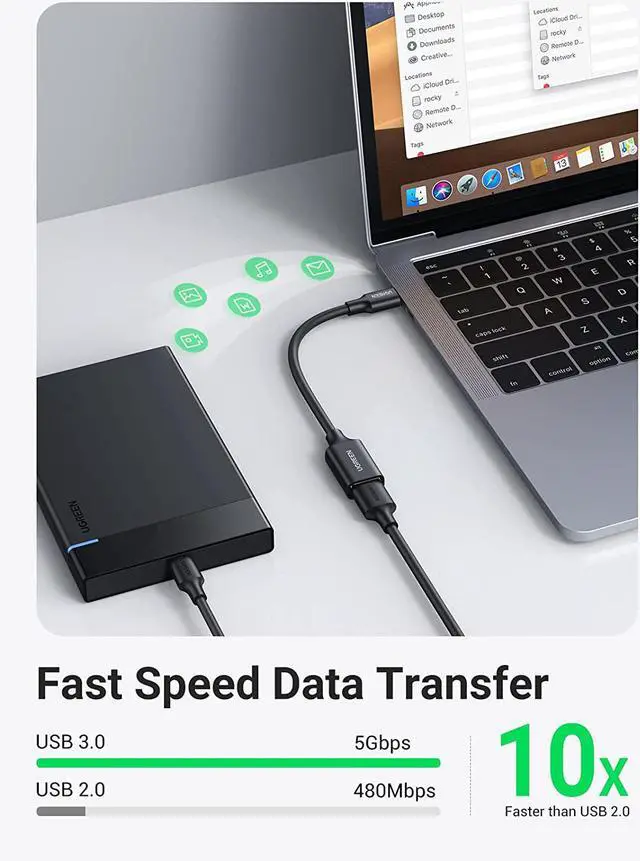 Alt view image 2 of 7 - UGREEN USB C to USB Adapter Type C OTG Cable 2 Pack USB C Male to USB 3.0 A Female Cable Connector Compatible for MacBook Pro 2019 2018 Samsung Galaxy S10 S9 S8 Note 9 8 LG V40 G6 Google Pixel 2 XL