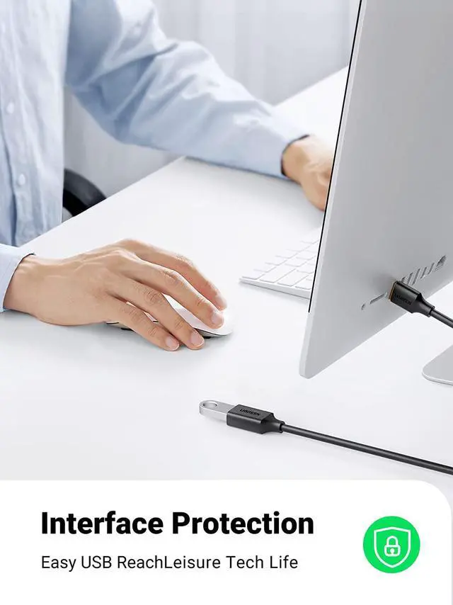Alt view image 4 of 7 - UGREEN USB Extender, USB 3.0 Extension Cable Male to Female USB Cable High-Speed Data Transfer Compatible with Webcam, Gamepad, USB Keyboard, Mouse, Flash Drive, Hard Drive, Oculus VR, Xbox 10 FT