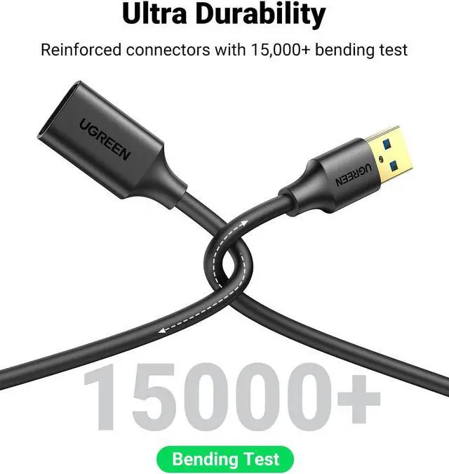 Alt view image 5 of 7 - UGREEN USB Extender, USB 3.0 Extension Cable Male to Female USB Cable High-Speed Data Transfer Compatible with Webcam, Gamepad, USB Keyboard, Mouse, Flash Drive, Hard Drive, Oculus VR, Xbox 10 FT