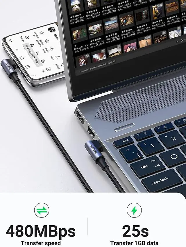 Alt view image 4 of 7 - UGREEN USB-C to USB-C Cable 90 Degree 100W PD Fast Charging Cord for Apple MacBook Pro Air Huawei Matebook iPad Pro 2020 Chromebook Pixel 4 XL Samsung Galaxy S20 S10 Note 10 Switch (10ft)