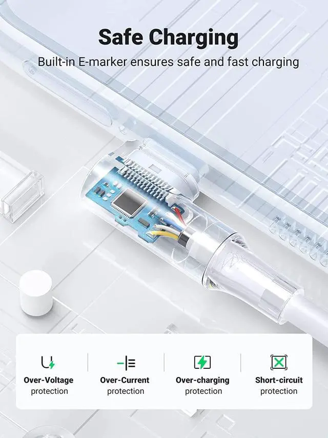 Alt view image 6 of 7 - UGREEN USB-C to USB-C Cable 90 Degree 100W PD Fast Charging Cord for Apple MacBook Pro Air Huawei Matebook iPad Pro 2020 Chromebook Pixel 4 XL Samsung Galaxy S20 S10 Note 10 Switch (10ft)