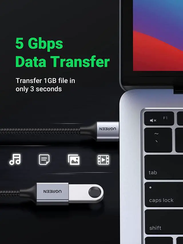 Alt view image 2 of 7 - UGREEN USB Extension 2 Pack, (3 FT+ 3 FT) USB 3.0 Extender USB Cable Male to Female 5Gbps Data Transfer Compatible with Printers, Mouse, Keyboard, Flash Drive, Hard Drive, Hub, Oculus VR, Xbox